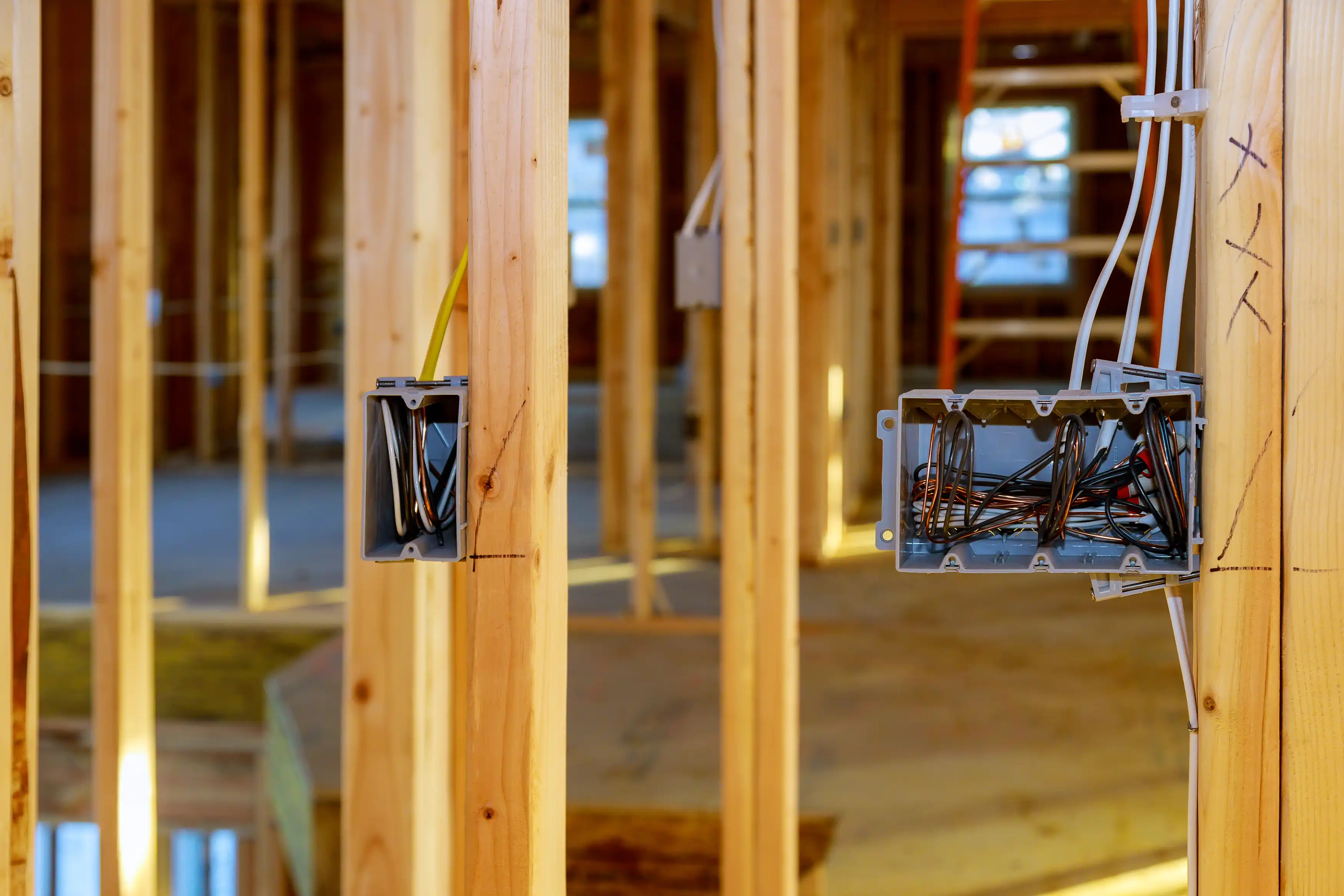 Rough-in electrical wiring inside a new home build